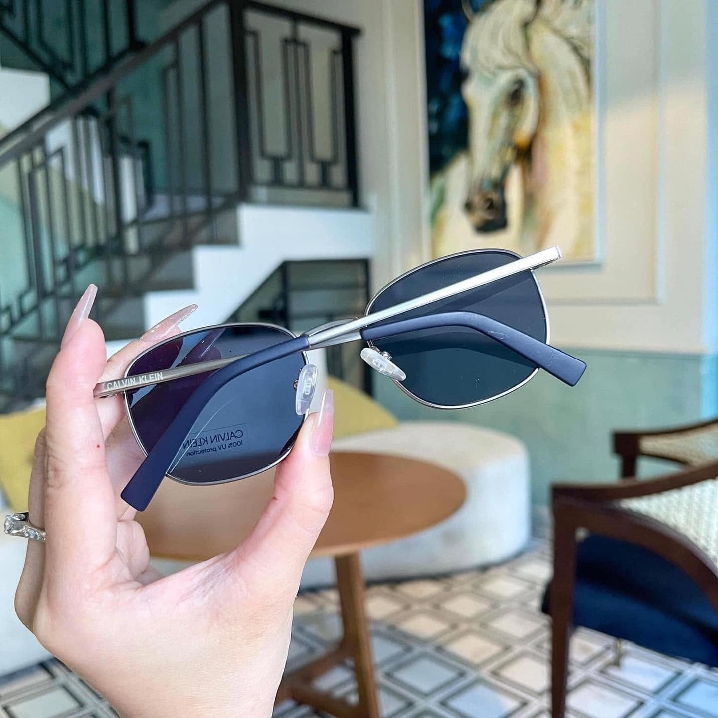 Kính Mát Calvin Klein Men's Sunglasses Blue Square CK20122S 008 52 Màu Xanh