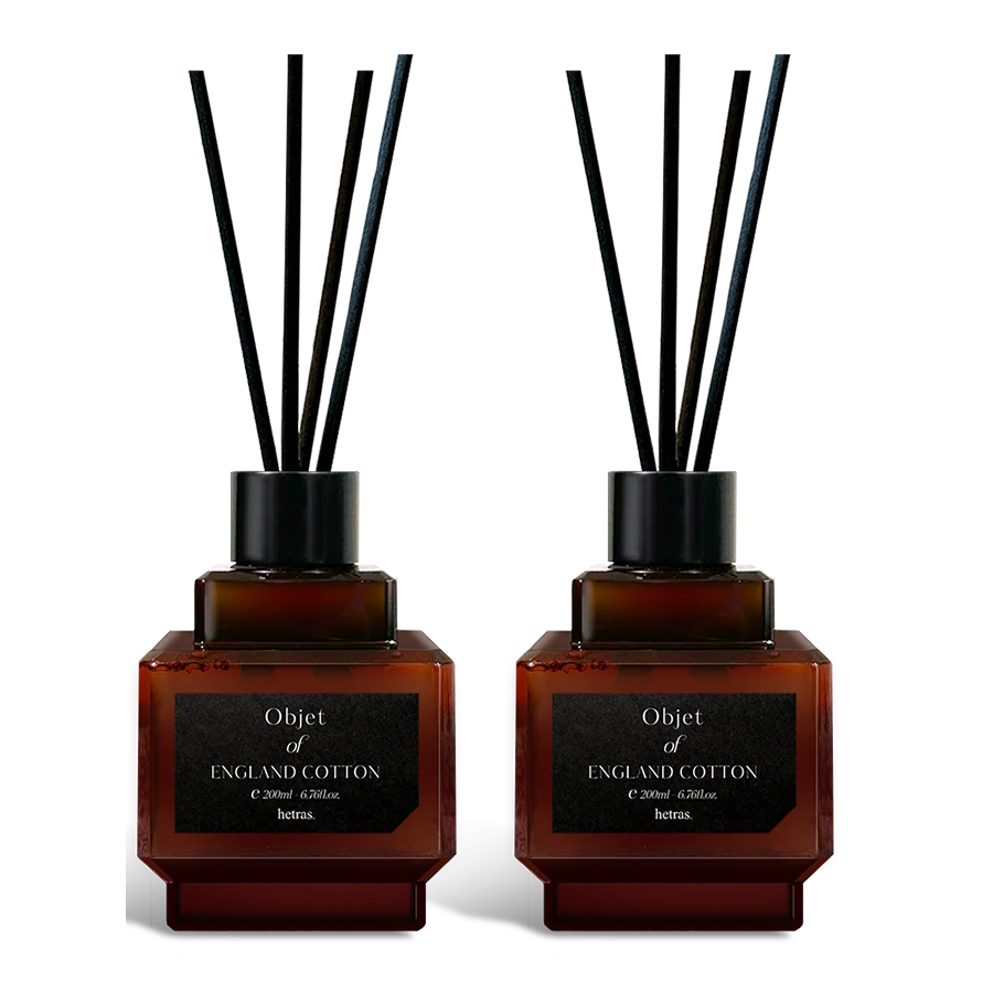 Set 2 chai tinh dầu khuếch tán Hetras Objet Diffuser England Cotton 2 x 200ml
